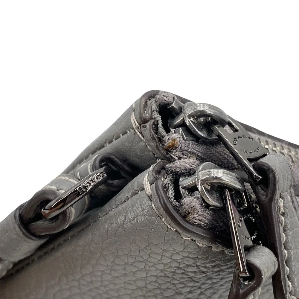 Coach Double Zip Wallet/Wristlet Gray‎ Leather 54052 - Picture 7 of 16